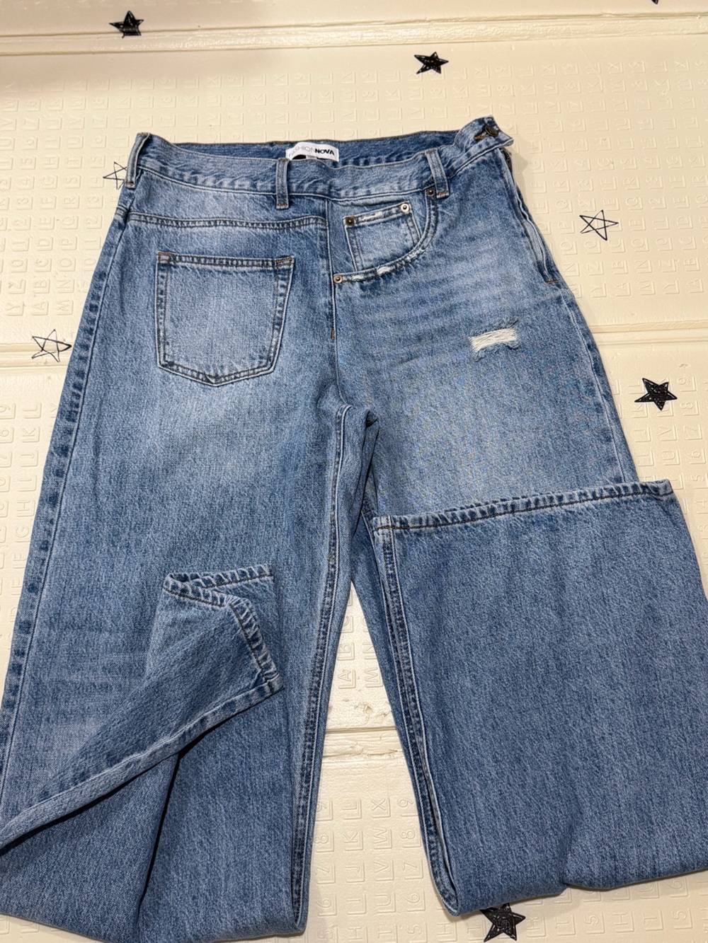 Fashion Nova Light Blue Boyfriend Jeans with Subtle Distress